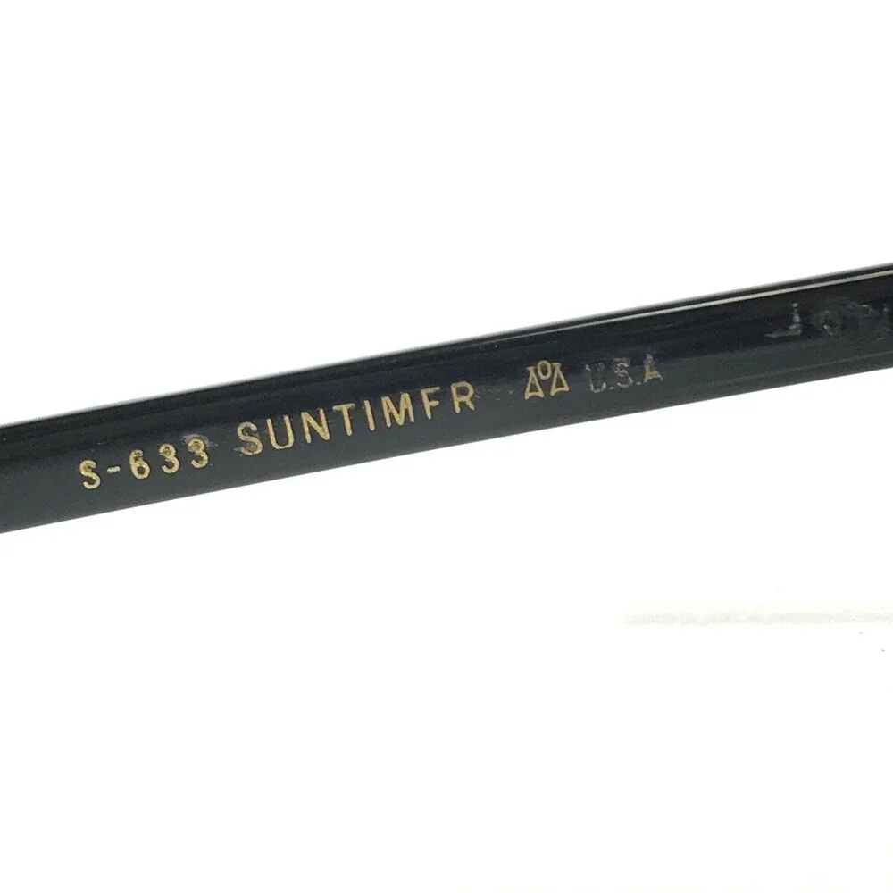 Vintage Suntimer Sunglasses S-633 Black Round Frames with Green Lenses 48-17-140